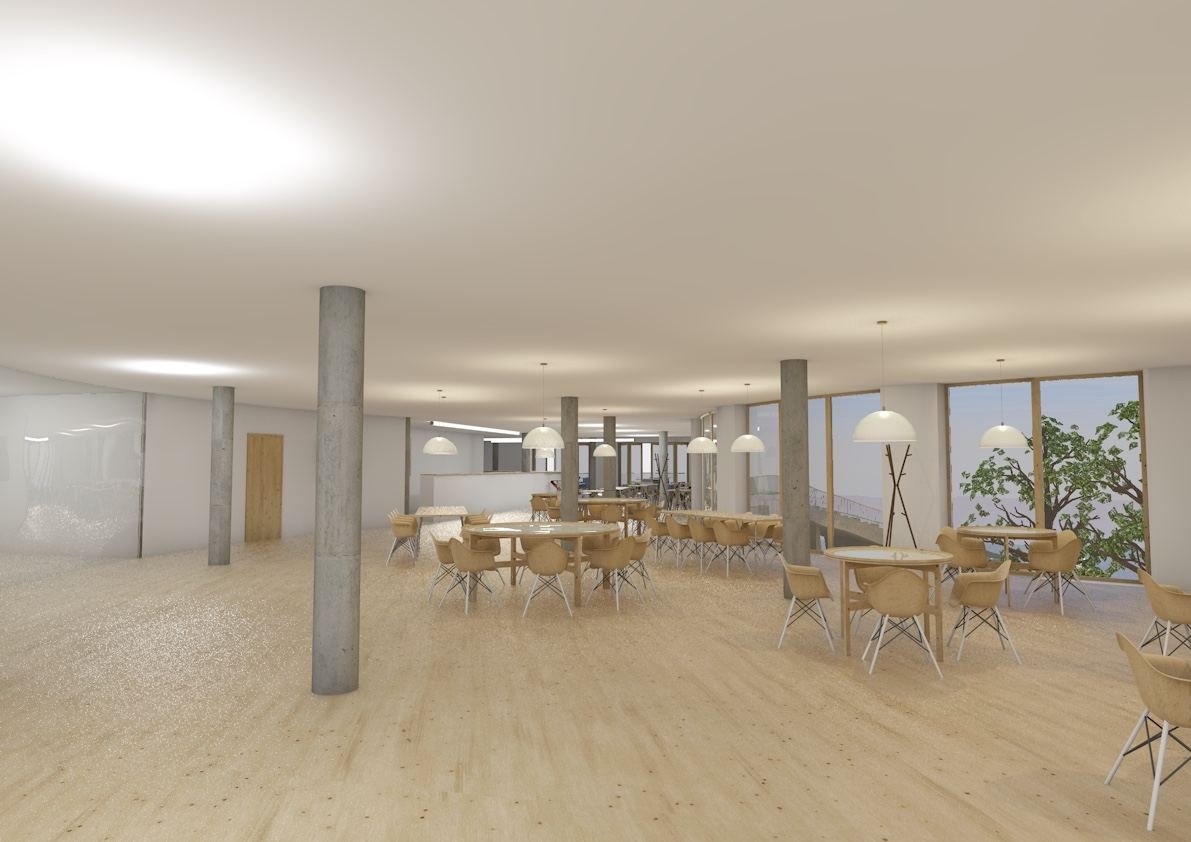 Lounge intergeneracional con mesa de billar y recepción