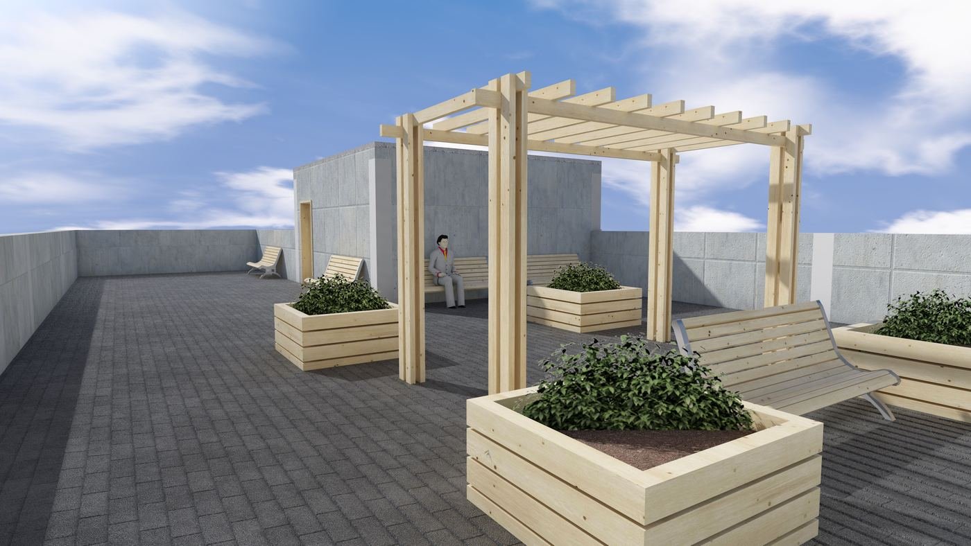 Cubierta transitable con pérgola de madera